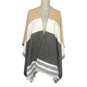 Apt. 9 Cream, Grey, and Tan Striped Shawl Size OS